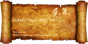 Gubányi Márk névjegykártya